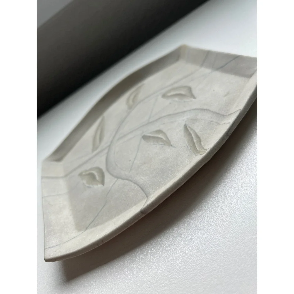 Handmade Ceramic Tray Willow 2000 Leaf Design Decorative Dish Art Piece
